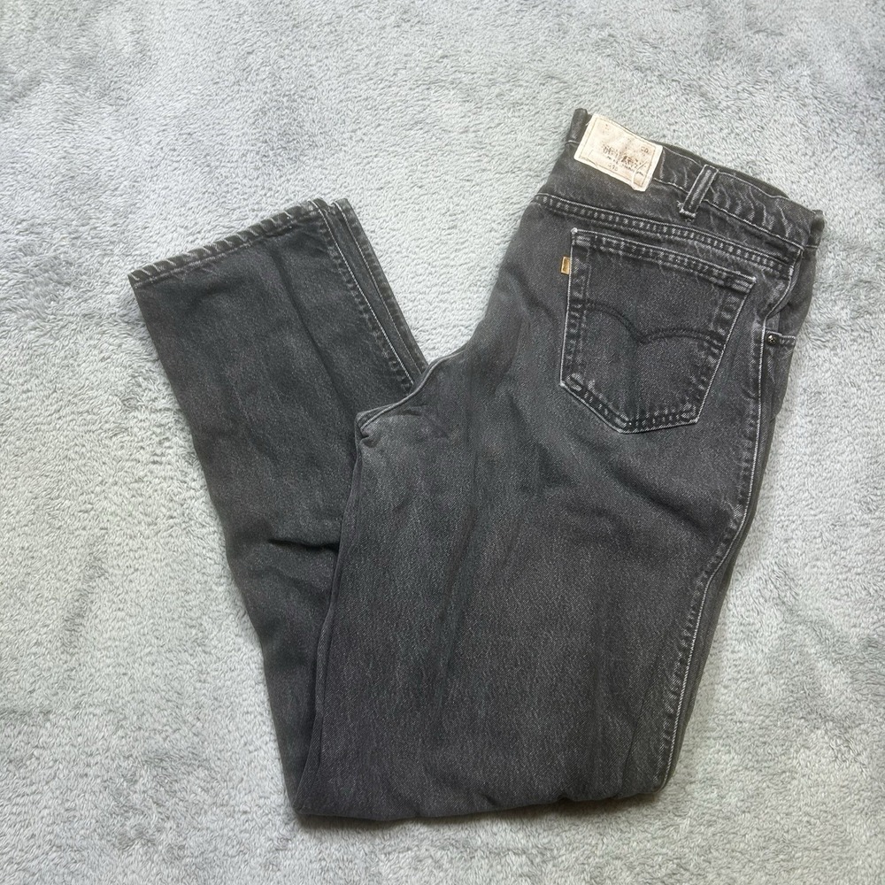 Vintage Levi's 545 Jeans Men's Actual 39X35 Black Loose Fit Straight ORANGE TAB